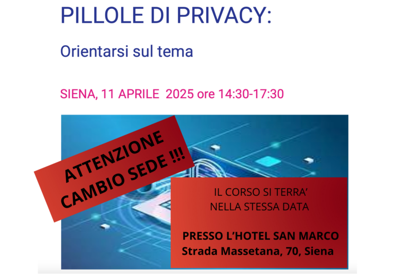 Corso “PILLOLE DI PRIVACY”   11 Aprile 2025 HOTEL SAN MARCO