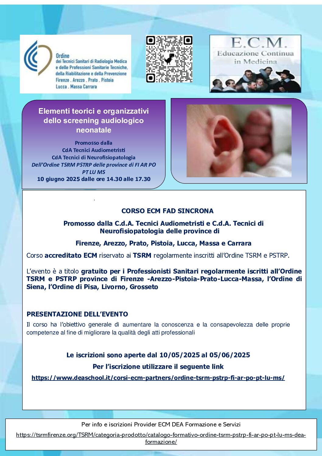 CORSO Elementi teorici e organizzativi dello screening audiologico neonatale